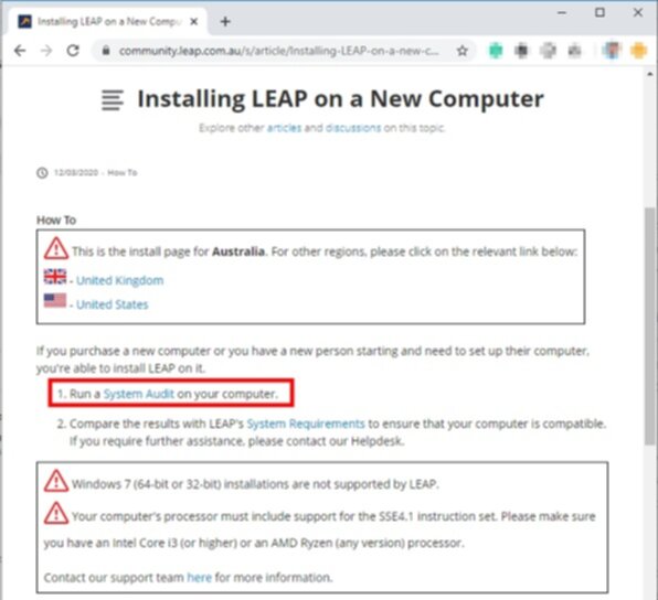 Download LEAP System Audit download