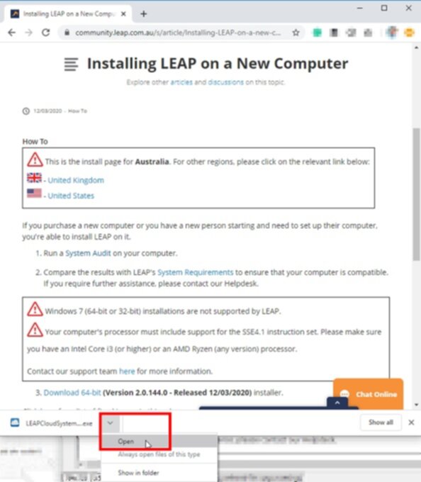Download LEAP System Audit open