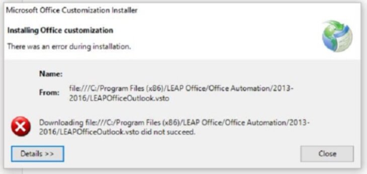 LEAP Outlook Integration Error